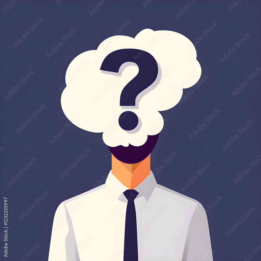 A man with question mark face