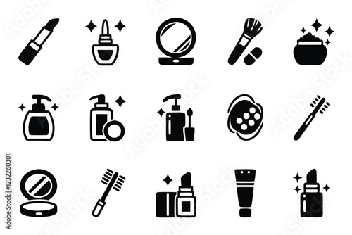 Create a sleek, editable icon set for the cosmetic industry, featuring a single, high-quality icon representing a key aspect of the industry (e.g., lipstick, perfume bottle, etc.).