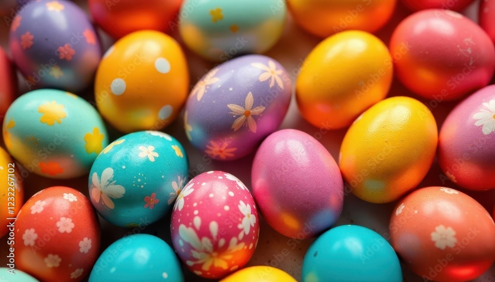A pile of bright, assorted Easter eggs; some cracked, others whole , spring, spring colors A pile of bright, assorted Easter eggs; some cracked, others whole , spring, spring colors