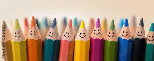 Smiling Pencils Representing Diversity Inclusion Equality Multicultural Community Social Solidarity Cohesion and Togetherness