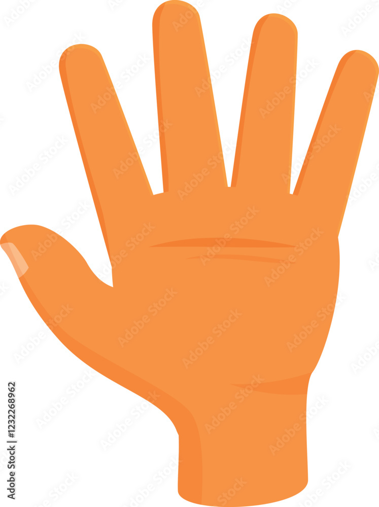 Obraz premium Cartoon illustration of an open hand showing five fingers, possibly counting or greeting