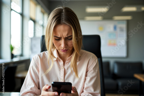 Sad woman after losing money to phone scammers, victim of phone fraud, financial loss, emotional distress, smartphone, scam warning, worried expression, scam incident