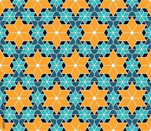 Seamless girih pattern. Girih 6. Traditional Islamic Design. Mosque decoration element. Seamless geometric pattern. Seamless islamic pattern. Background vector illustration. Morocco seamless vector pa