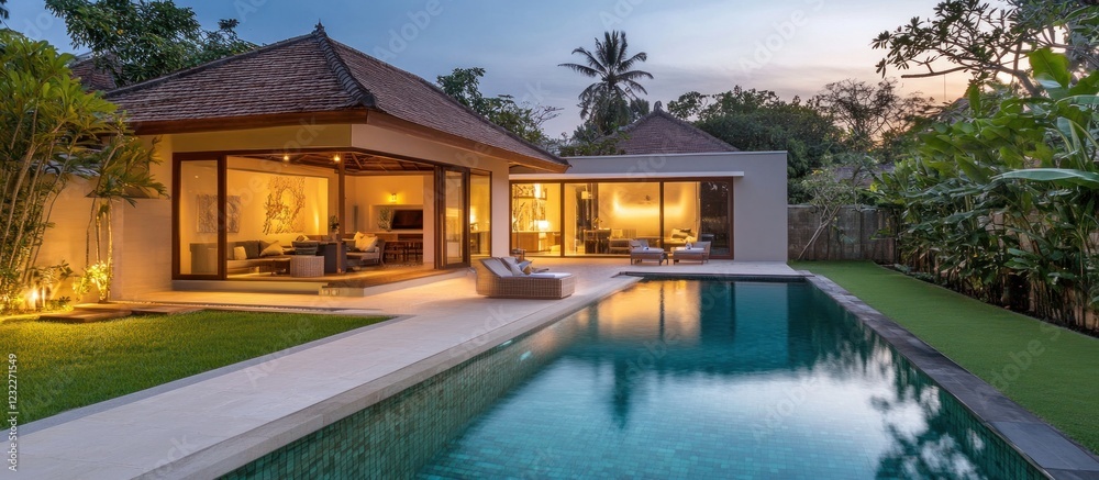 Luxury Villa with Private Pool at Sunset in Bali Luxury Villa with Private Pool at Sunset in Bali