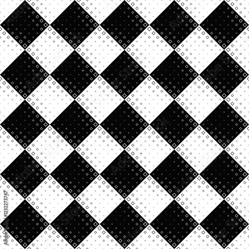 Seamless abstract diagonal square pattern background design - black and white vector graphic