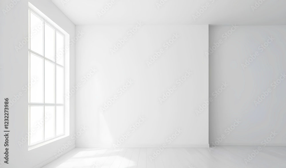 A room with bright white texture and large windows. A room with bright white texture and large windows.