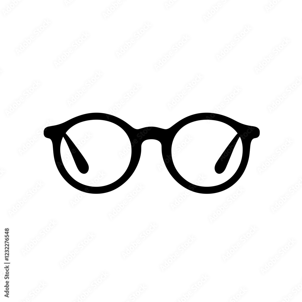 Fototapeta premium Black eyeglasses icon silhouette on white background with copy space