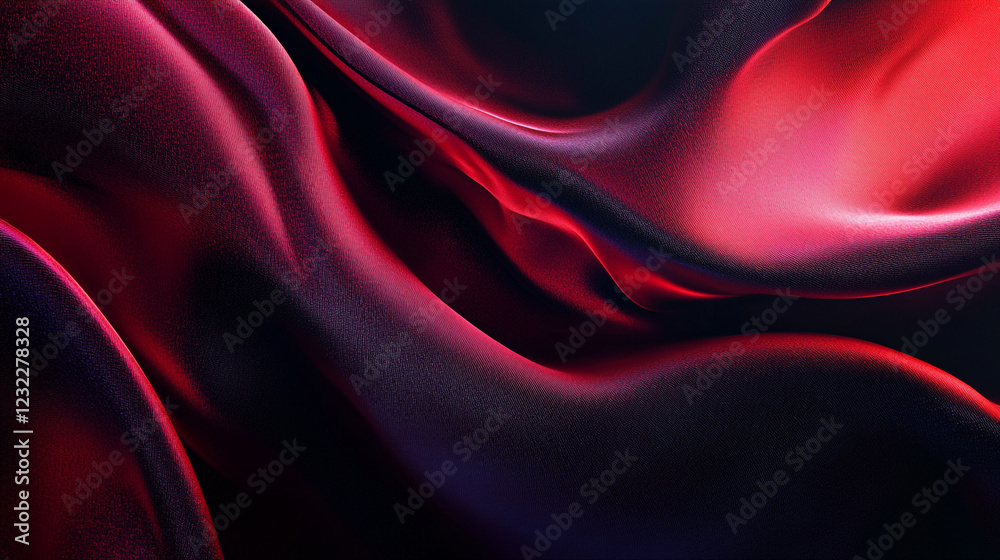 Obraz premium Elegant Red Silk Drape Abstract Background Texture Design Art Wave Rich Deep Dark Shiny Curve Swirl 