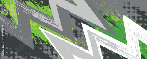 Sports racing texture background. Geometric green grey pattern vector illustration