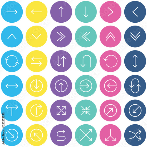 Arrow Flat Color Circle, icon design illustration
