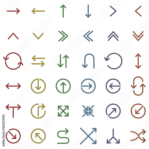 Arrow outline Color, icon design illustration
