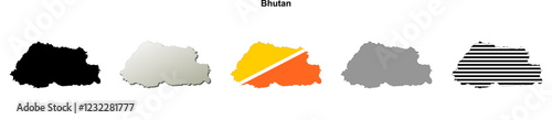 Bhutan outline map set