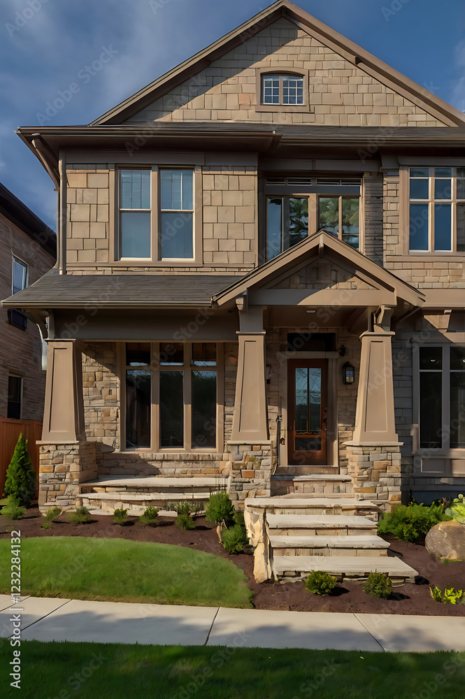 Obraz premium Stunning Stone House Exterior: Dream Home Architectural Design