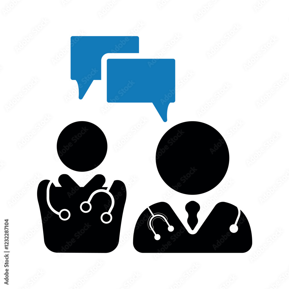 Doctor patient consultation icon vector design. Doctor patient consultation icon vector design.