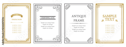 Set of Decorative vintage frames and borders. Ornate classic templates set in vintage style. Wedding and restaurant menu..eps