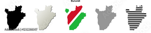 Burundi outline map set