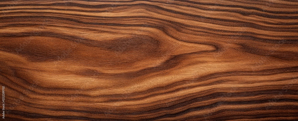 Polished Walnut Wood Surface with Intricate Grain Patterns and Natural Lighting