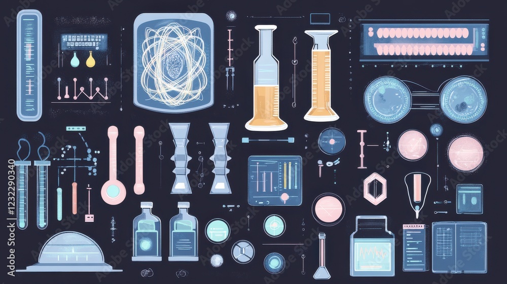 Laboratory Tools and Equipment Illustration for Science and Research Laboratory Tools and Equipment Illustration for Science and Research