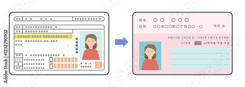 マイナ免許証（マイナンバーカードと運転免許証の一体化）への切り替えのイメージイラスト