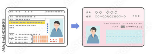マイナ免許証（マイナンバーカードと運転免許証の一体化）への切り替えのイメージイラスト