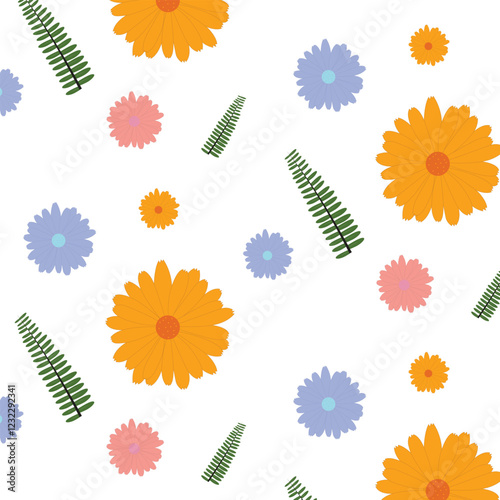 Seamless flower leaf pattern for dress