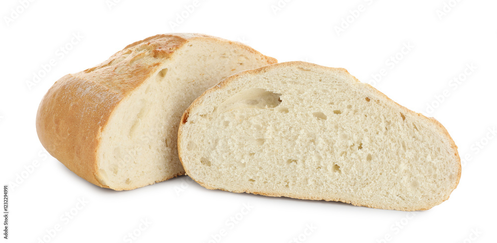 Pieces of fresh bread isolated on white Pieces of fresh bread isolated on white