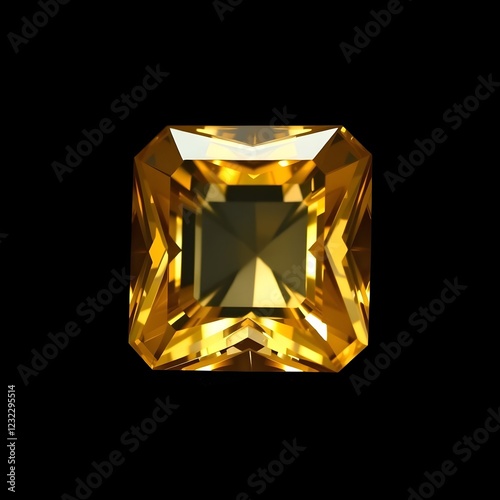 Full screen enlargement of Topaz. The brilliant yellow color of topaz is clearly visible against the dark surroundings.