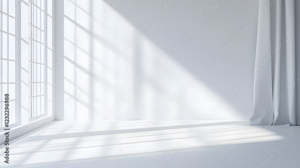 Fototapeta premium Bright, clean and airy room with ample natural light filtering through.