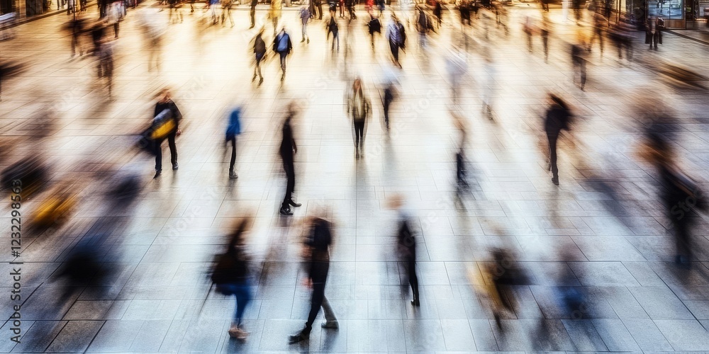 Obraz premium Aerial Perspective of Busy Urban Life with Motion Blur