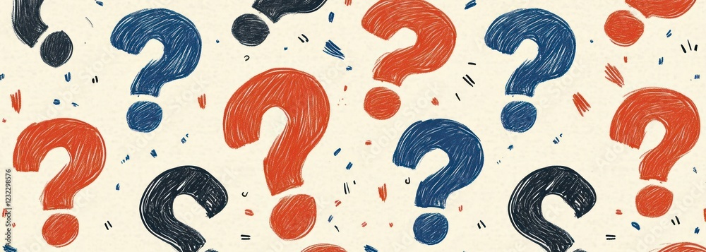 Seamless Pattern of Hand-Drawn Question Marks on Beige Background for Doodles and Inquiry Theme Seamless Pattern of Hand-Drawn Question Marks on Beige Background for Doodles and Inquiry Theme