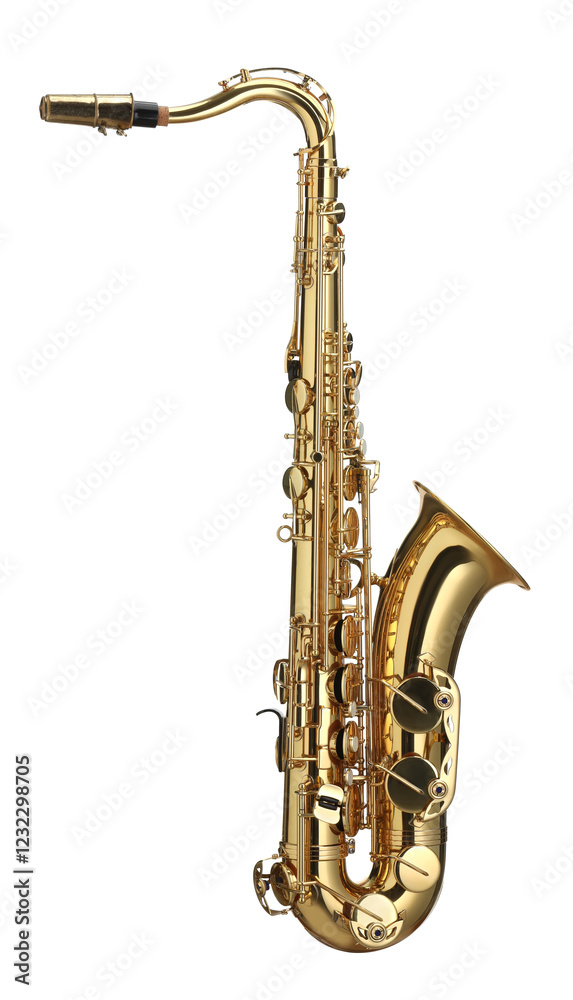 Naklejka premium Jazz. One beautiful saxophone isolated on white