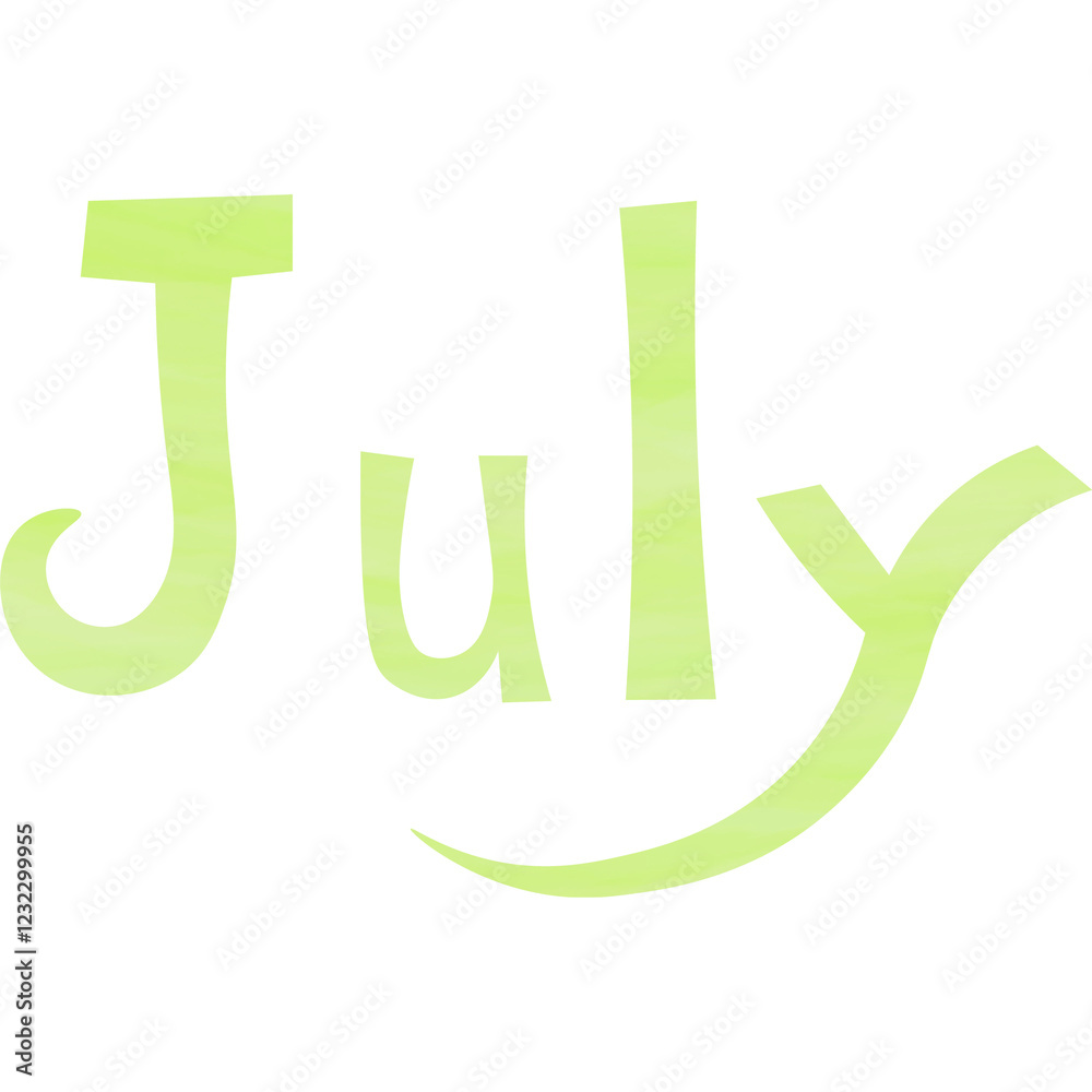 Illustration of the image of the icon of July with beautiful watercolor pattern. Illustration of the image of the icon of July with beautiful watercolor pattern.