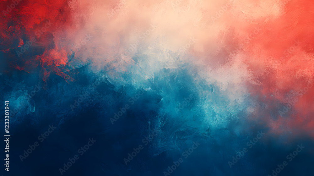Obraz premium Intense smoke or mist with a blue-red hue, atmospheric effect.