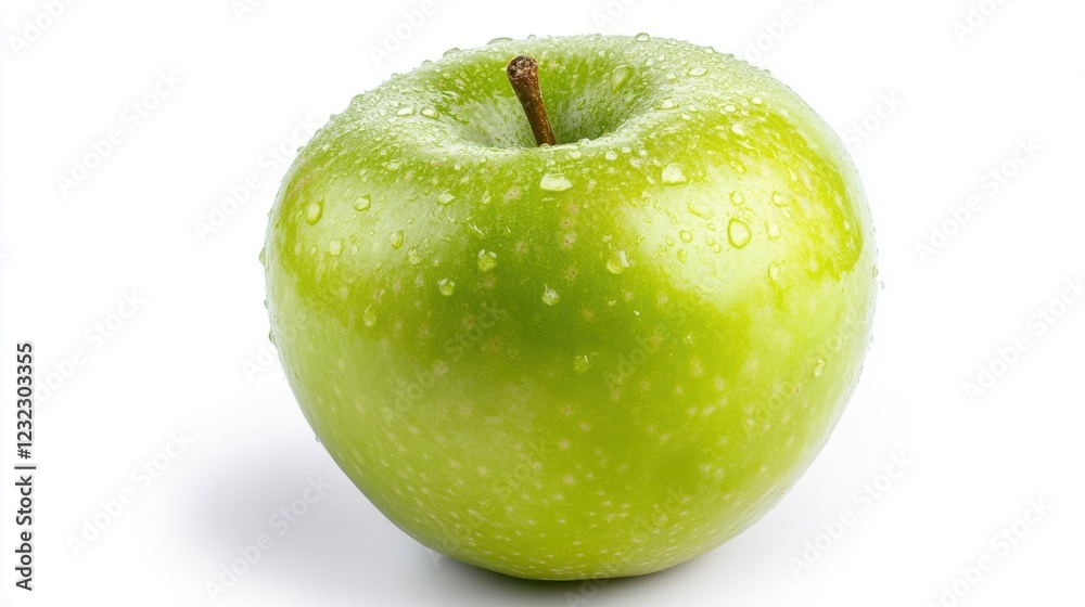Fresh organic apple with vibrant green hues on a white backdrop Fresh organic apple with vibrant green hues on a white backdrop