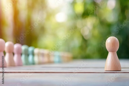 A leader empowering a team to grow and achieve its full potential is depicted through the wooden figurines lined on a surface, demonstrating how encouragement can unlock hidden talents The figurines photo