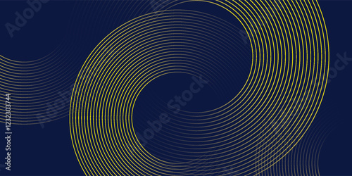 abstract blue gold stripe line, geometric circle texture background, futuristic technology, retro styled concept vector illustration eps10