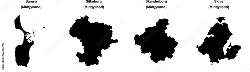Samso, Silkeborg, Skanderborg, Skive outline maps Samso, Silkeborg, Skanderborg, Skive outline maps
