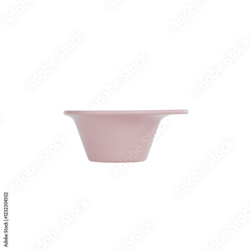 Beige bowl renderer. Side view. Vector 3d illustration on isolated white background