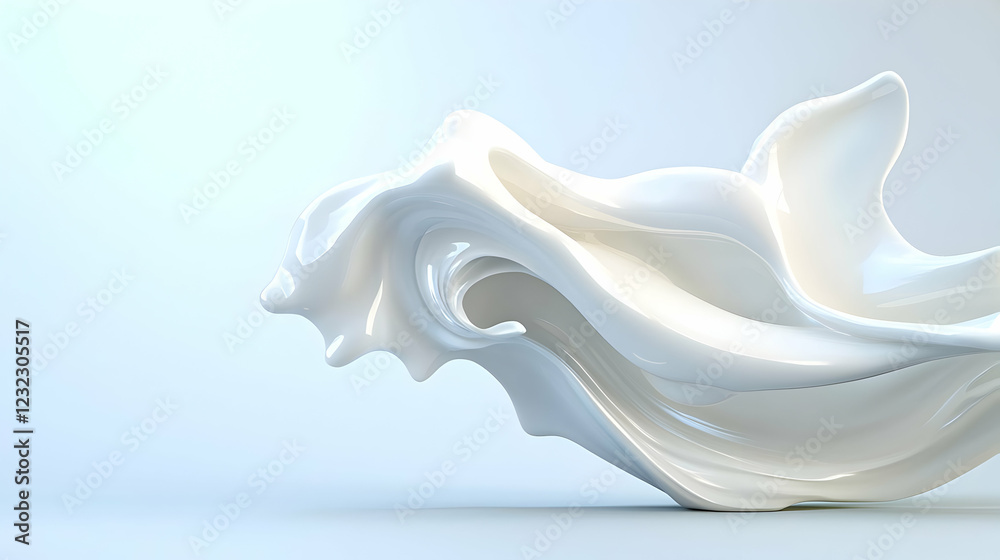 Abstract white liquid splash, flowing, light background, design element Abstract white liquid splash, flowing, light background, design element