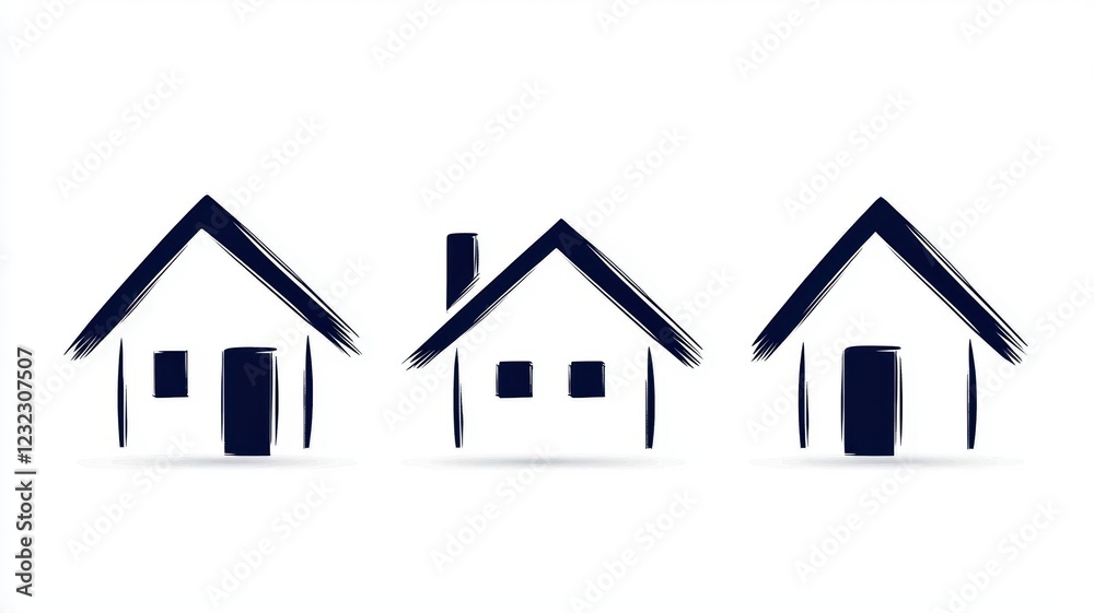 Minimalist Black and White Home Icons Collection for Modern Design Projects Minimalist Black and White Home Icons Collection for Modern Design Projects