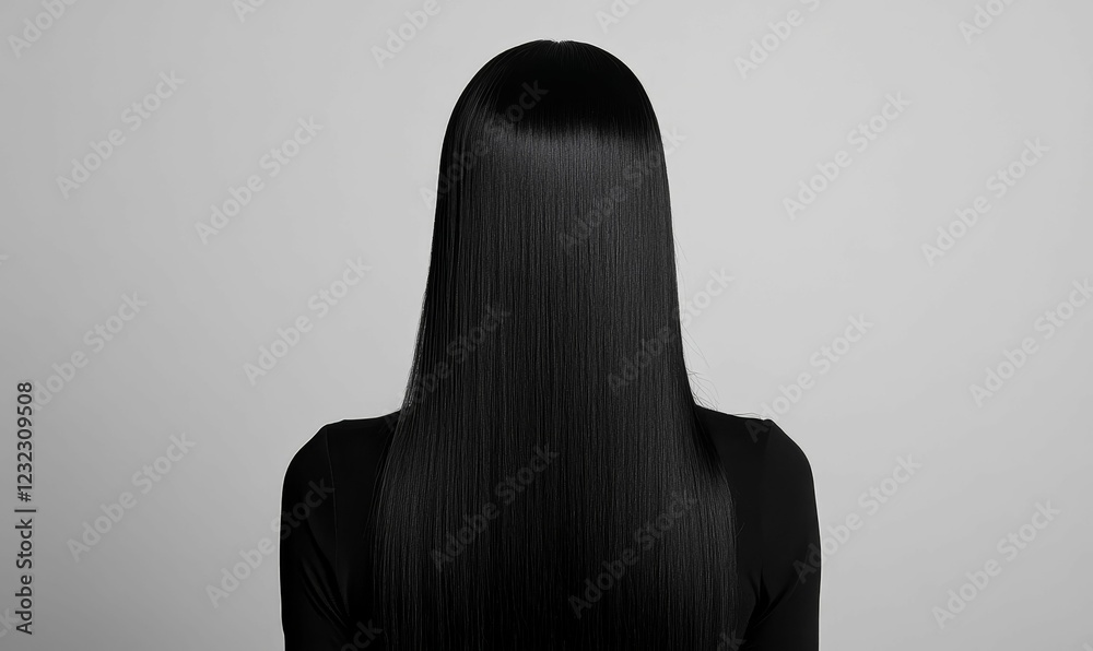 Fototapeta premium Person with very long straight black hair.