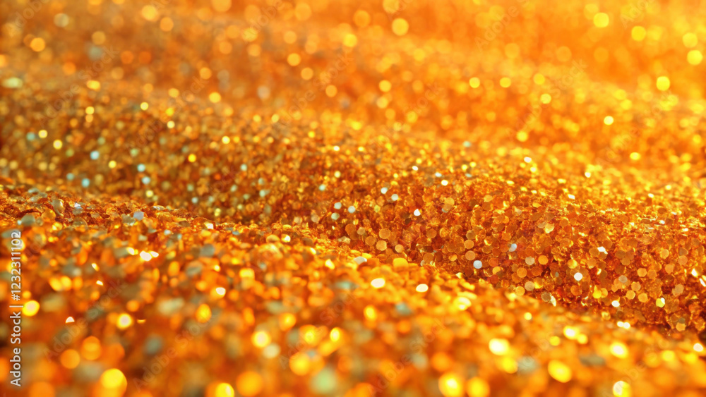 Golden sparkles blanket the surface, glittering intensely under a warm, radiant light. The scene exudes a sense of luxury and energy with its vivid and shimmering appearance.Space for text.AI Golden sparkles blanket the surface, glittering intensely under a warm, radiant light. The scene exudes a sense of luxury and energy with its vivid and shimmering appearance.Space for text.AI