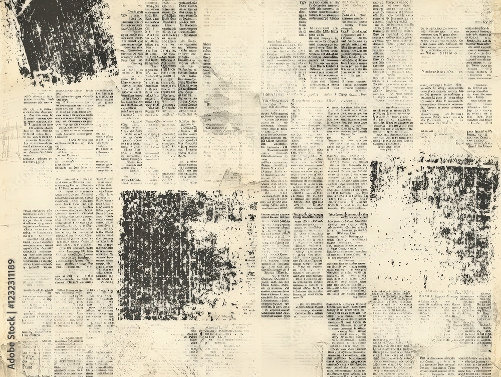 Fototapeta premium Grunge Newspaper Texture, symbolizing history and the passage of time. Ideal for vintage designs, backgrounds, and historical projects.