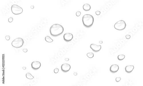 水滴_円形_鍋_雨_水分_液体画像_新鮮な水滴（背景透明png/合成素材）