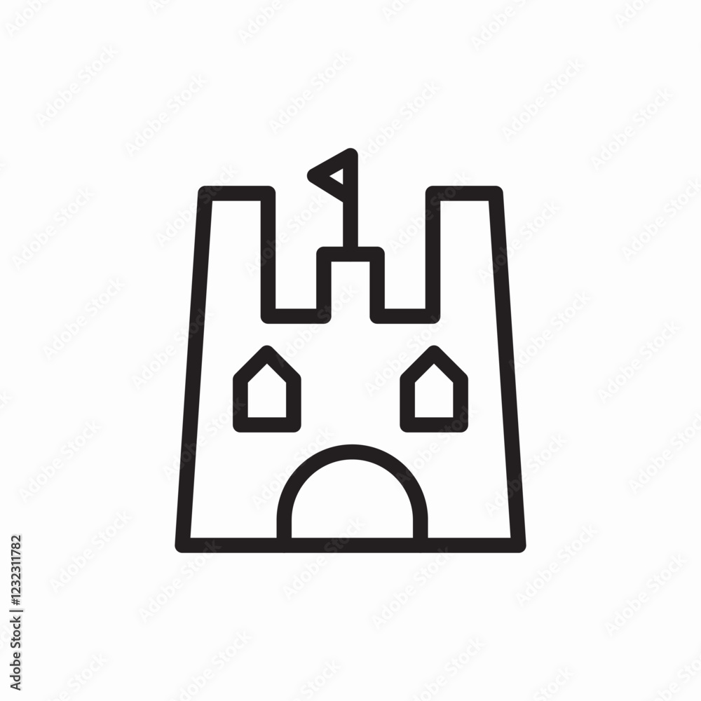 Fototapeta premium Sand castle beach icon vector sign