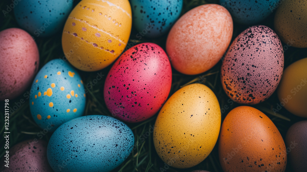 Festive Easter card with Decorated Eggs – Perfect for Holiday Greeting Cards, Seasonal Marketing, and Social Media Content Festive Easter card with Decorated Eggs – Perfect for Holiday Greeting Cards, Seasonal Marketing, and Social Media Content