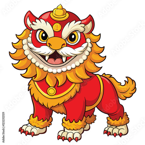 Vibrant Chinese Lion Dance Illustration