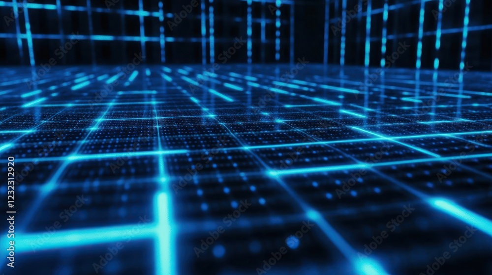 Obraz premium Abstract Digital Grid: A Futuristic Visualization of Data Flow and Connectivity