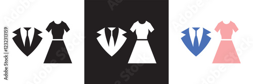 Event dress code  icon set. Containing clothes, celebration, festival and other. isolated on white and black background. vector illustration. EPS 10