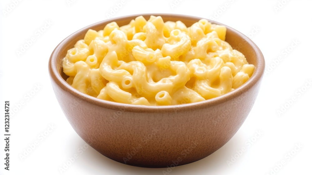 Creamy mac and cheese in a bowl, isolated on white background Creamy mac and cheese in a bowl, isolated on white background